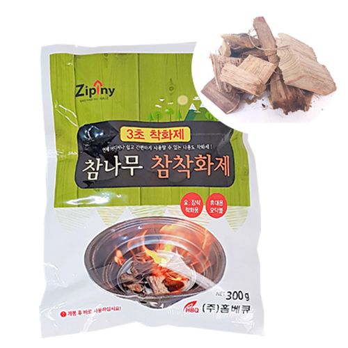 지피니 장작 참나무참착화제 300g, 1개, 바로 불붙는 참나무 미니장작 홈베큐, 1개, 300g 2,980원