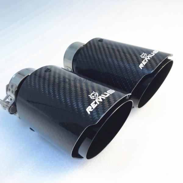 자동차 범용 수정 스테인레스 스틸 단일 배기관 전체 탄소 remus 로고 매트 블랙 커버 머플러 팁 merc 48,500원