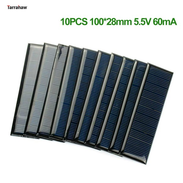 TARRAHAW 10PCS 다결정 태양 전지 패널 5V 60MA DIY 태양열 충전기 전원 모듈에 휴대용 미니 100 28MM 17,100원