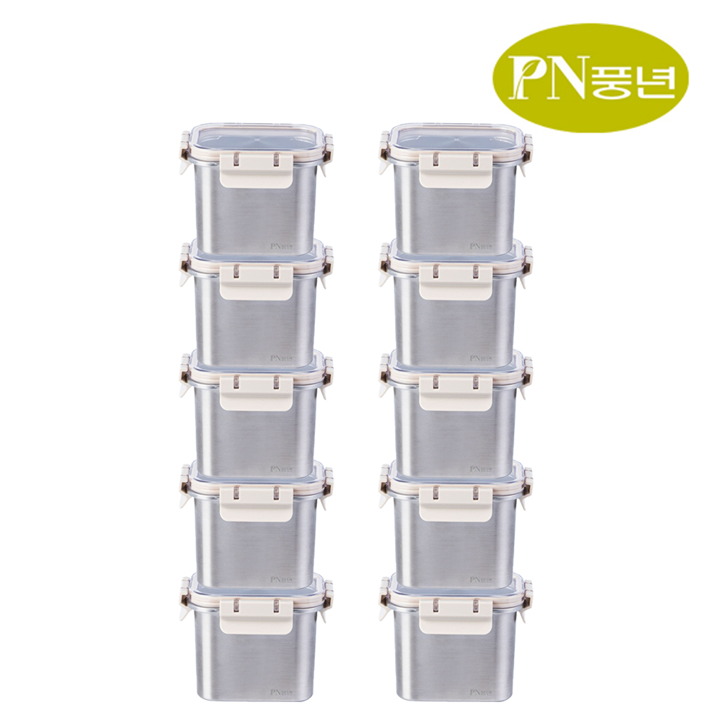 PN풍년 스텐 반찬통 900ml 10세트 보관 소분 밀폐용기 전자레인지 오븐 식기세척기 냉장 냉동, 900ml, 10세트 171,900원
