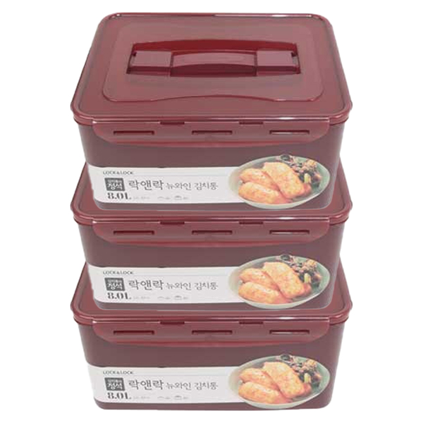 락앤락 중형 김치통 8L 3세트 (9포기) 김장 보관용기 밀폐용기 반찬통 배추 갓김치 열무 깍두기 파김치, 3세트, 8L 49,900원