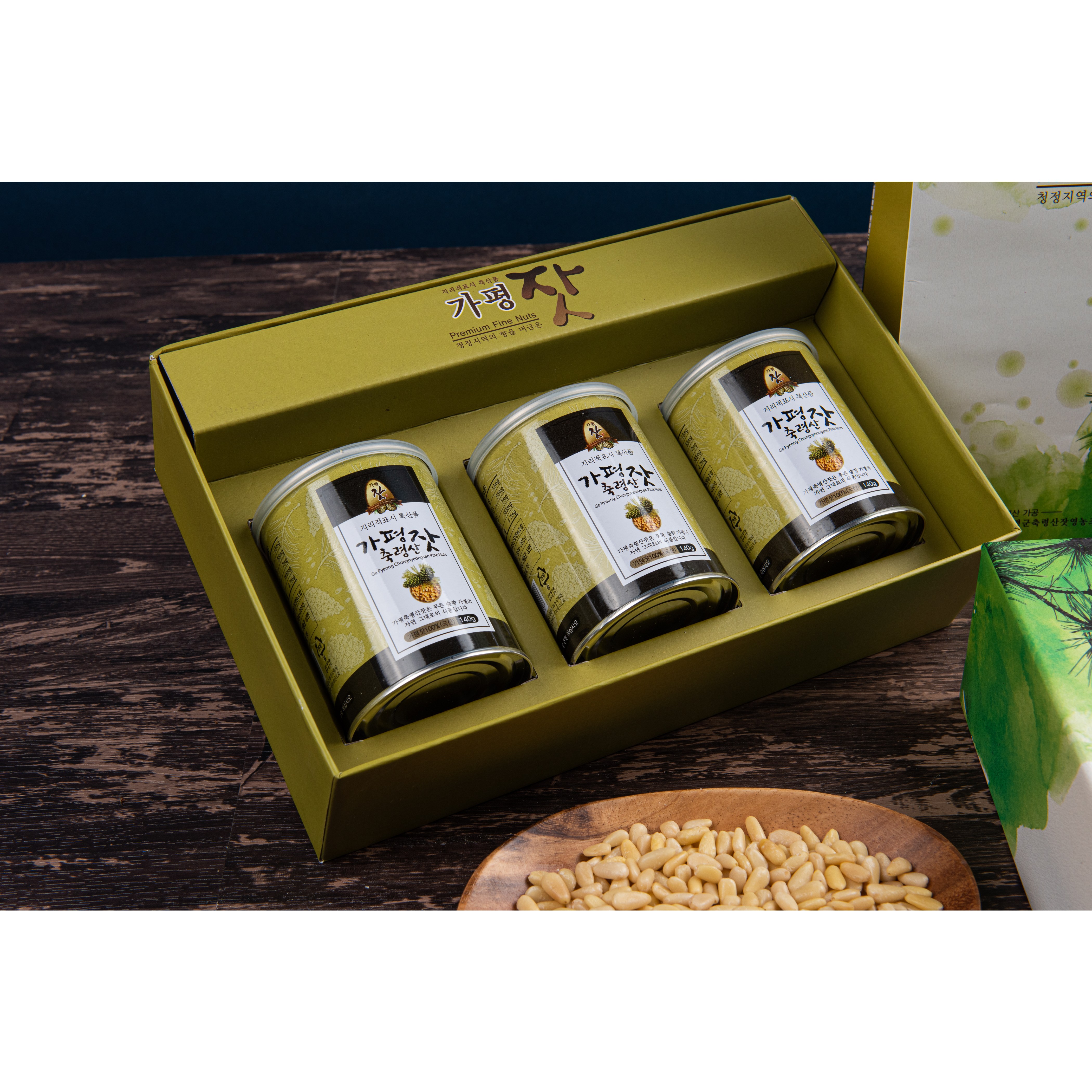 가평군농협  유기농 국산 가평잣 2025년 햇잣 백잣 캔 선물세트 140g x 3개입 82,000원