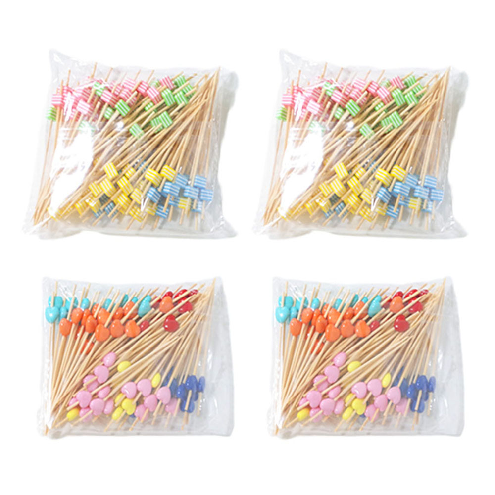 대나무 장식용 꼬지 2종 (하트꼬지 2봉 큐브꼬지 2봉), 4개, 100개입 19,800원