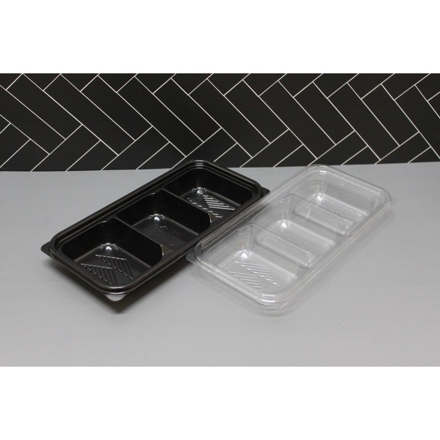 반찬용기 KS-0104-3(3칸)(투명,검정)-600개(SET) 203,680원
