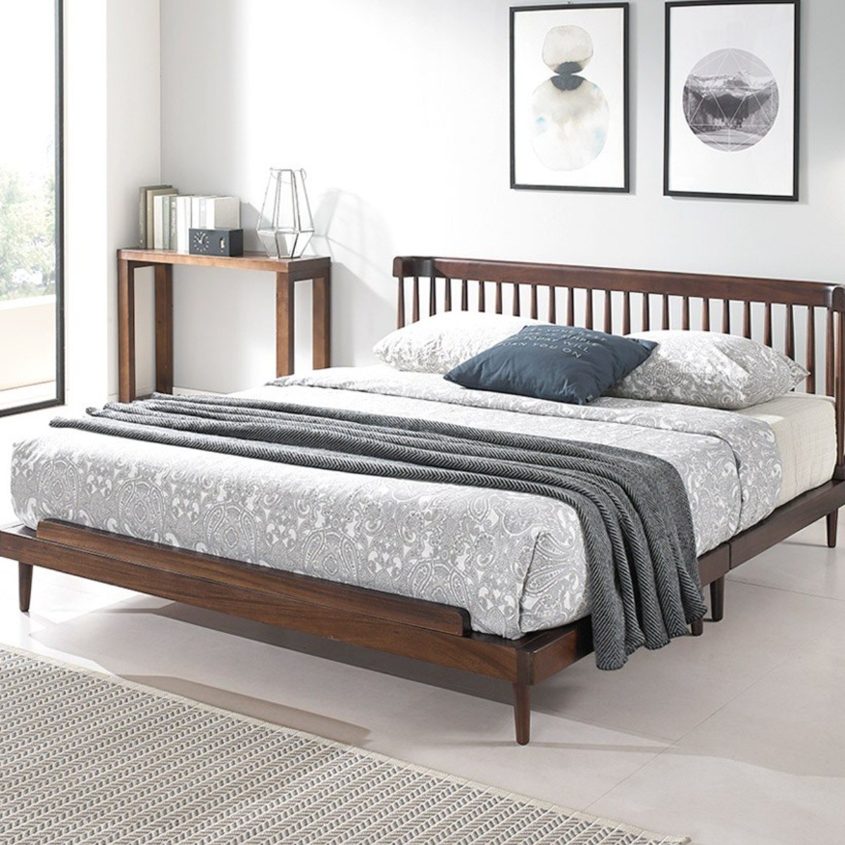 파로마 프라임 로즈우드 장미목 원목 100% 침대 프레임 Q K 겸용 저상형침대, 브라운 590,000원