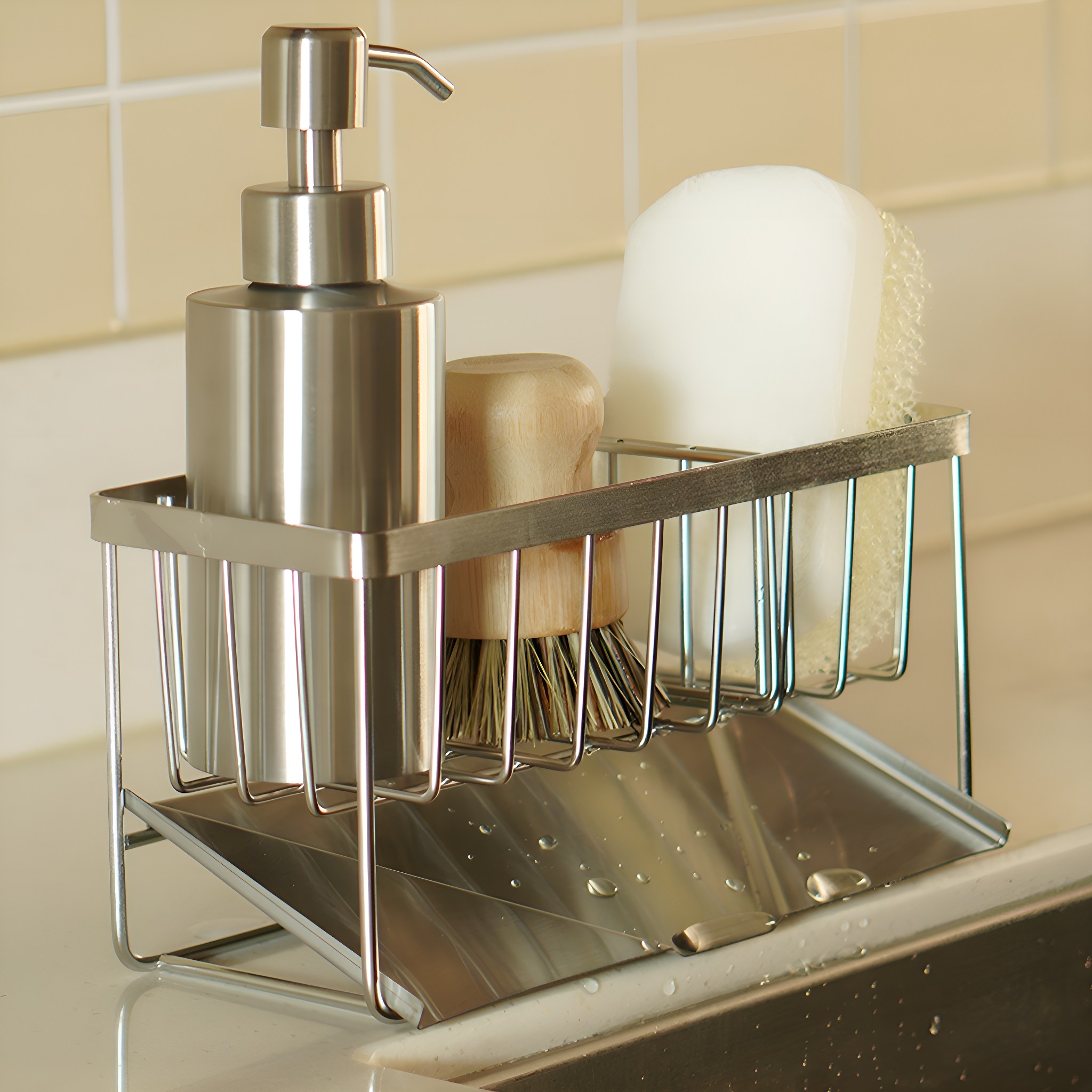 하우드 사선형 수세미거치대 수세미걸이 싱크대 수세미 받침대 스텐, 실버, 1개 13,000원