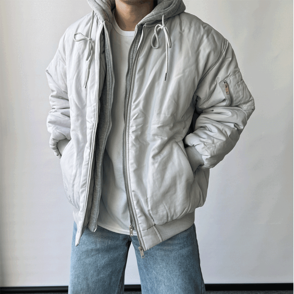 오버핏 후드 항공패딩 레이어드 누빔 점퍼 퀄팅 후디넥 빅사이즈 겨울패딩, 현재가 75,500원