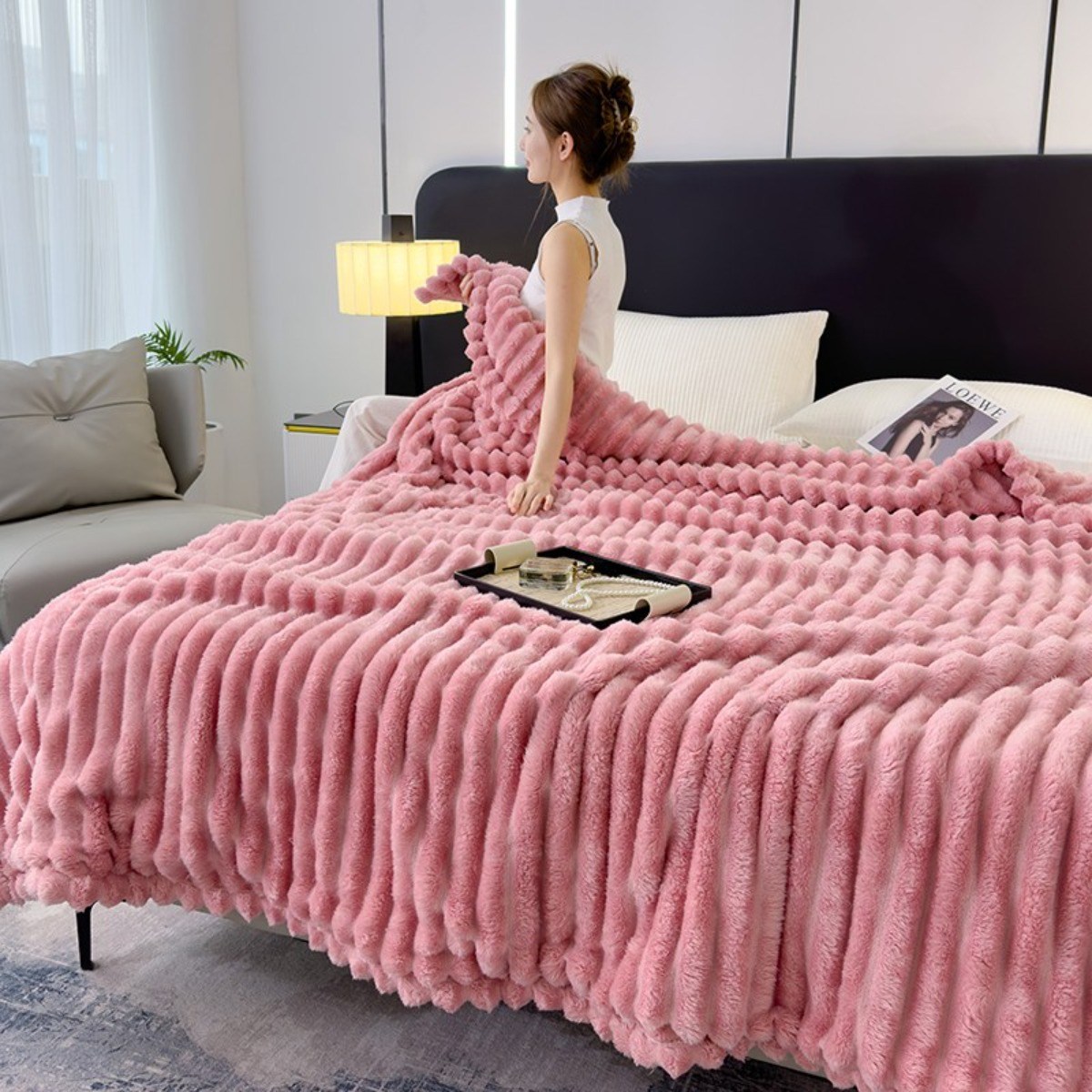 Gawik 토끼털라이크 솔리드 폴라폴리스 담요 다용도 캐주얼 담요 사무실 덮개 담요 가을 겨울 담요 에어컨 담요 14,900원