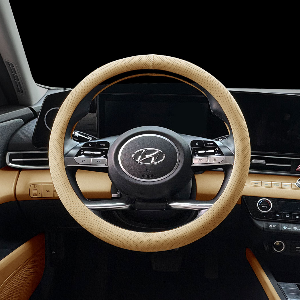 현대 LF소나타 가죽 핸들커버 타공 미끄럼방지 원형 커버, 370~380 (공용 원형) 13,900원