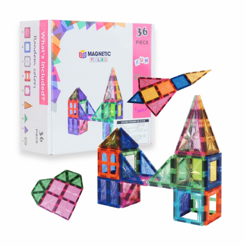 토이토 맥타일즈 자석 블럭 36pcs 66pcs 120pcs 마그네틱 블록 교구 놀이, 36pcs, 현재가 28,900원
