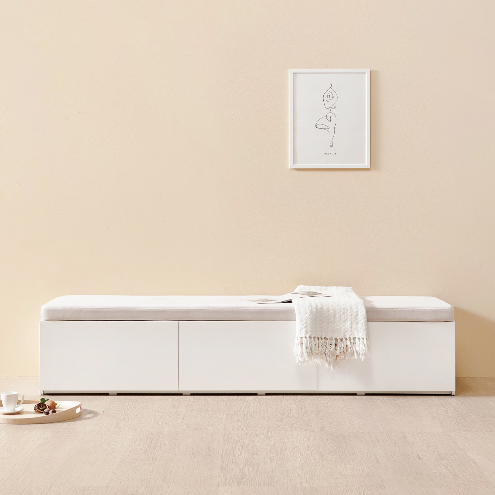 하모벨 서랍형 수납벤치소파 수납장 방문설치, 화이트 209,700원