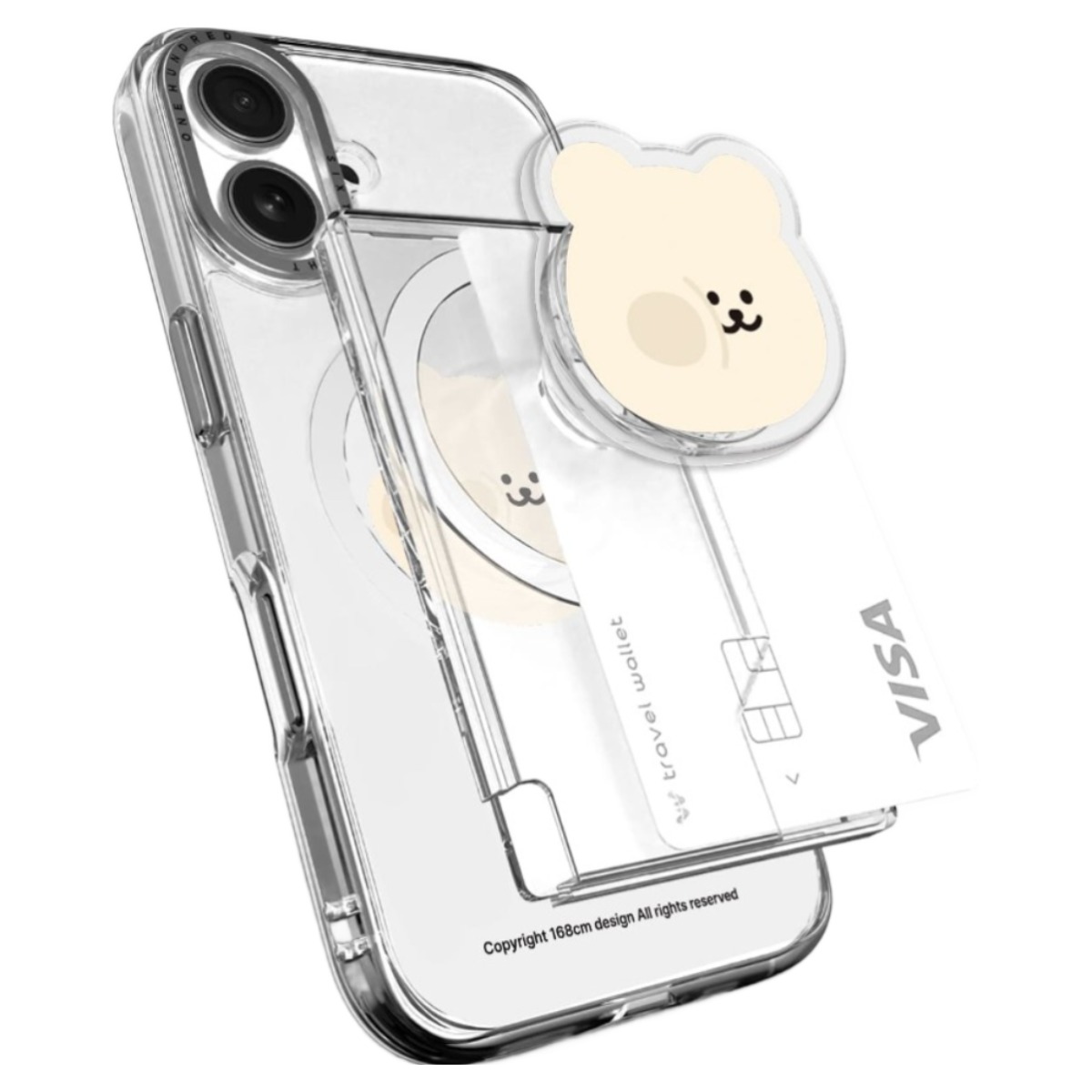 168cm 맥세이프 카드지갑 그립톡 일체형 올인포켓 볼따구 곰찌, 1개 25,000원