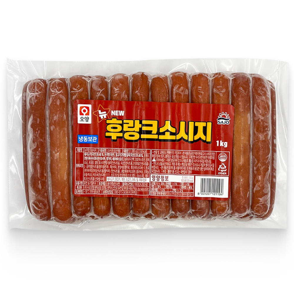[먹고사는이야기] 사조오양 뉴후랑크소세지 1kg 핫도그 부대찌개 소시지, 10개, 1kg 63,880원