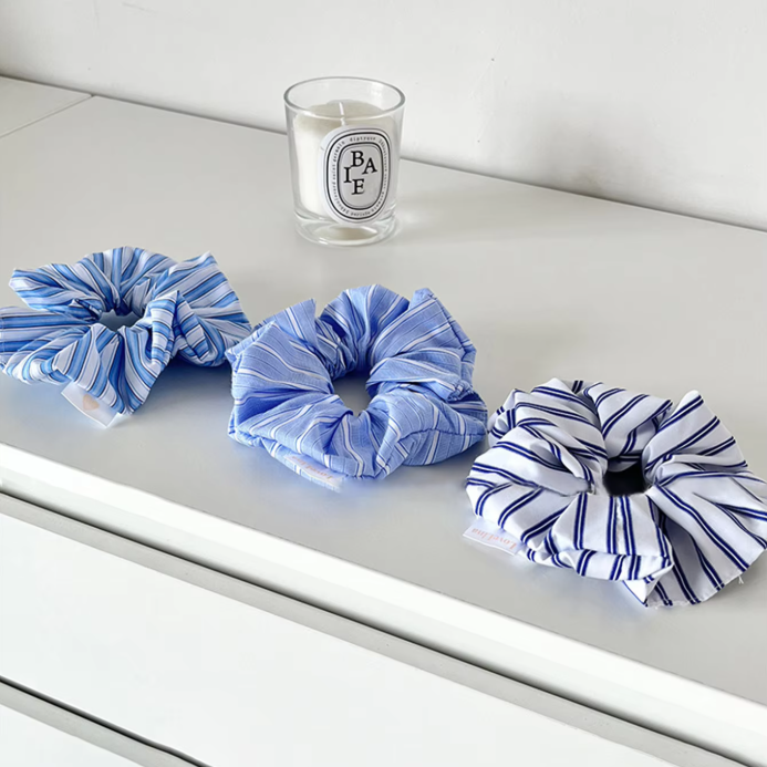 모던 코튼 스트라이프헤어슈슈 곱창끈 세트 7,000원