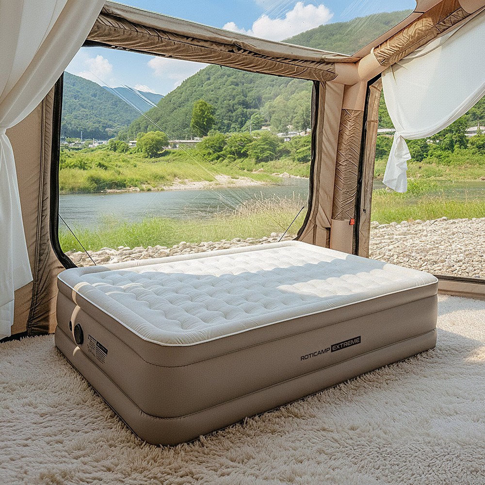 로티캠프 에어 매트 자충 캠핑 침대 매트리스 텐트 휴대용 46cm 퀸 탄 143,700원