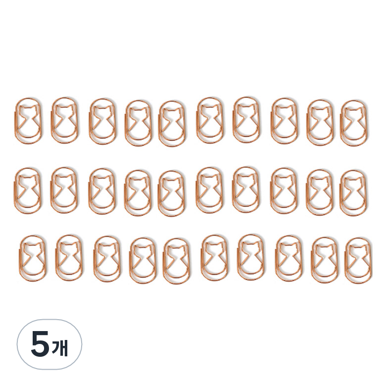 문구담 세련된 컬러 뚱클립 고양이 로즈골드, 5개, 30개입 44,500원