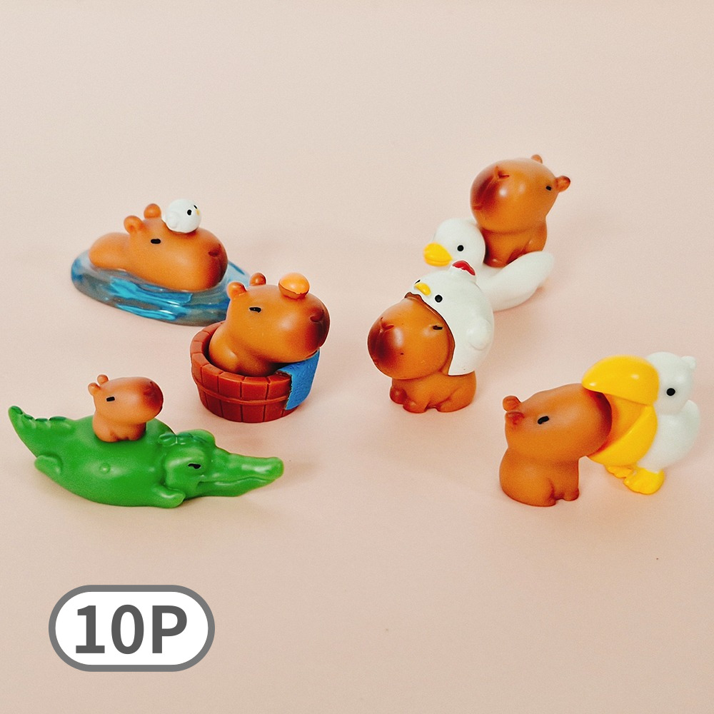 아쿠아필 카피바라 미니 피규어 10종 세트 테라리움 화분 어항 인테리어 장식 소품, 10종세트 7,900원