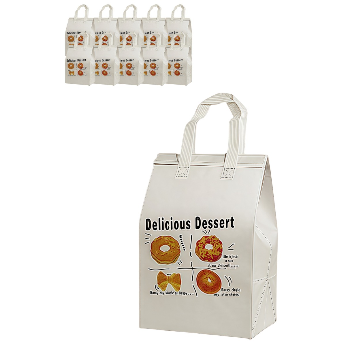 Scpogo 일회용 은박 손잡이 보온보냉백 도시락용 테이크아웃 포장가방, 10개, 흰색 15,000원