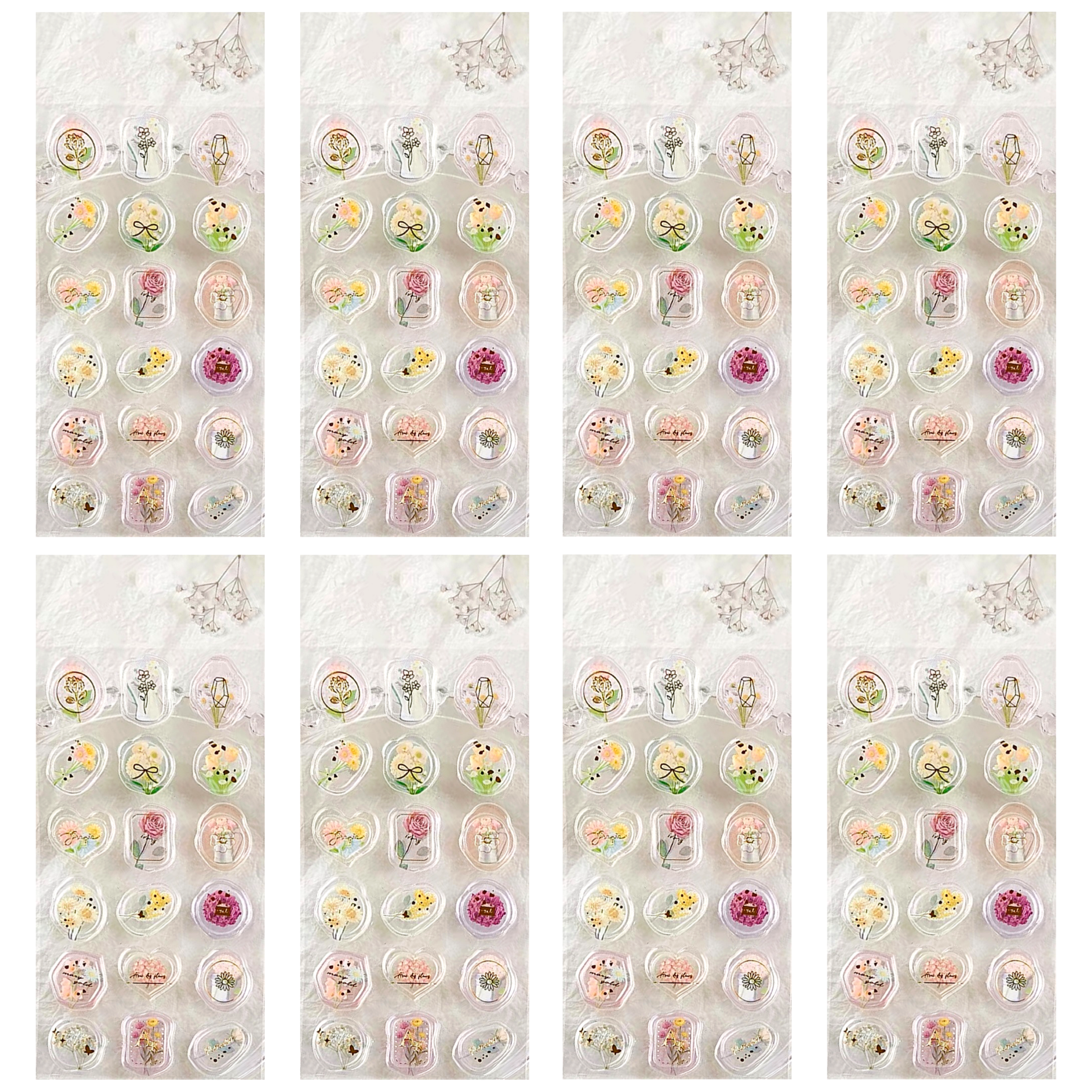 고맙토다 실링왁스 스티커 144p 청첩장 봉투 스티커, 8개, 6.클리어 엔틱플라워 15,000원