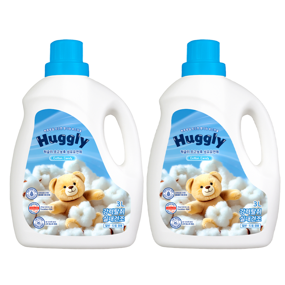 허글리 초고농축 섬유유연제 코튼캔디, 2개, 3L 24,550원