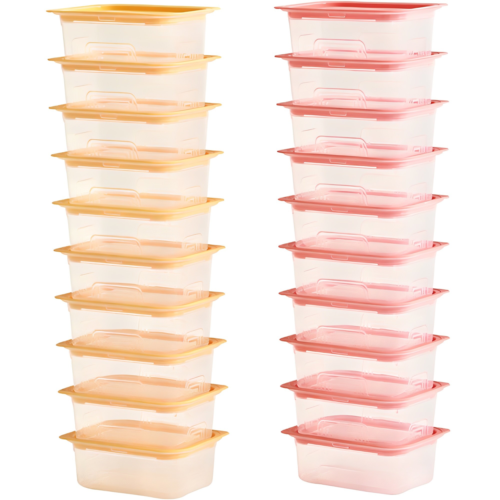 이지앤프리 맛반 사각 밀폐용기, 1세트, 옐로우 400ml(10p) + 핑크 400ml(10p) 11,970원