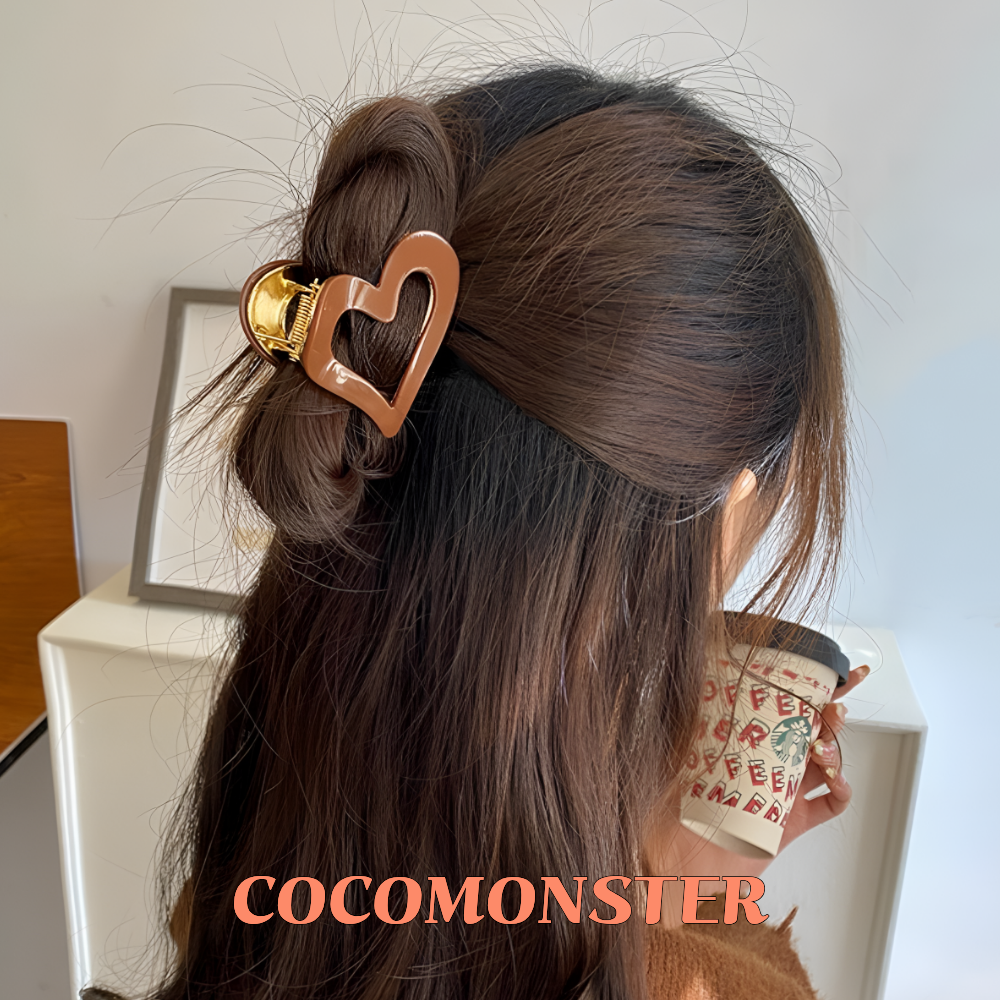 COCOMONSTER 프리미엄 셀롤로오스 하트 올림머리 헤어 집게핀 반머리 집게핀 6cm 19,000원