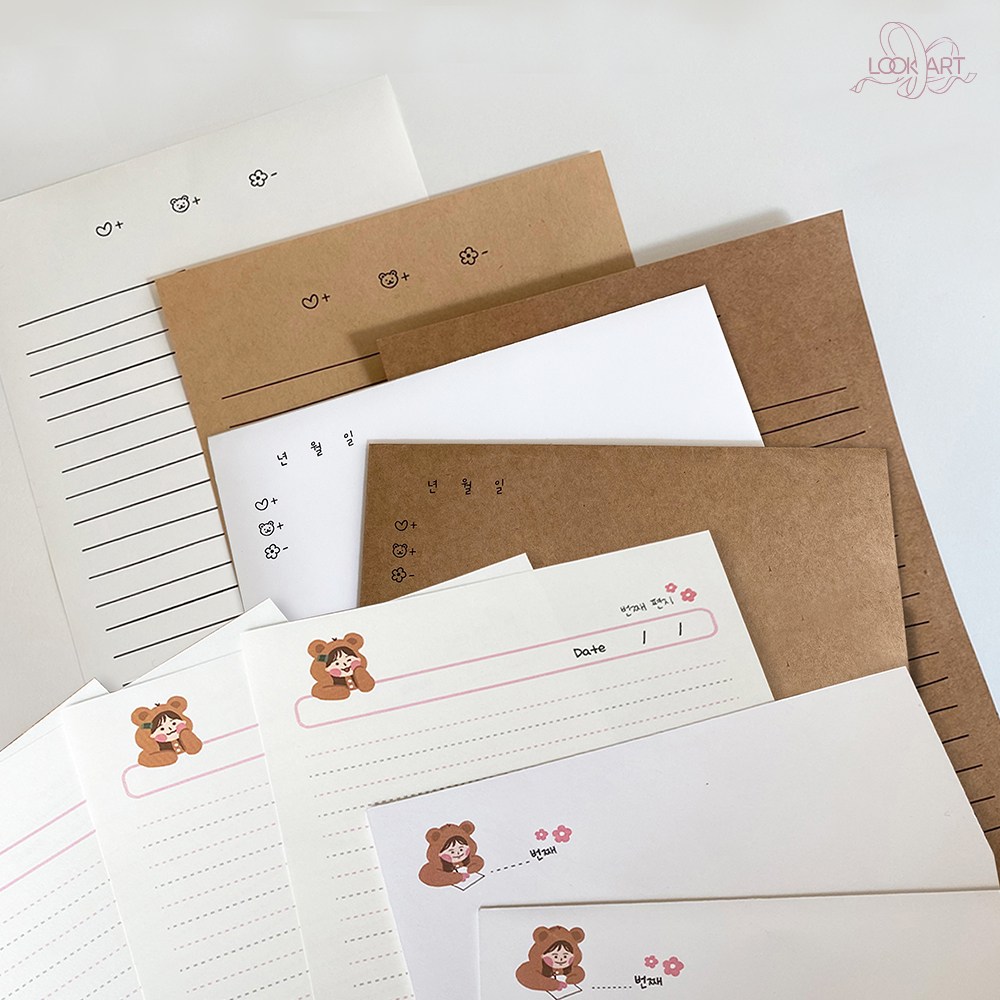 룩아트 곰신 데일리편지지 군인 날짜 디데이 꼼시니 이등병 일병 상병 병장 남자친구 선물 봉투 세트 8,900원