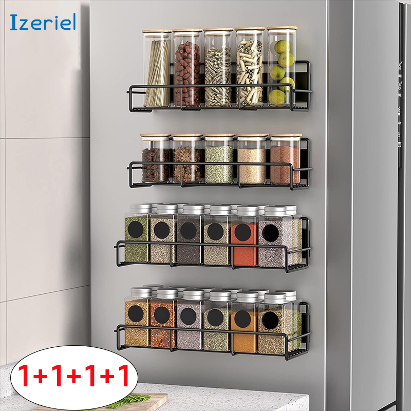Izeriel 1+1+1+1 자석 수납 선반 강력 주방 냉장고 양념 수납 선반 자석 선반 현관문 수납 선반 냉장고 사이드랙 정리 수납 트레이 27,800원