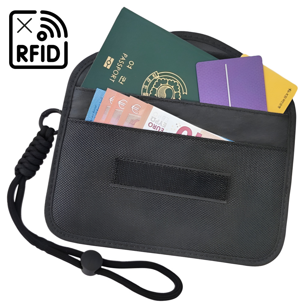 원해아 RFID차단 안티스키밍 여권파우치 + 스트랩, 블랙A, 1세트 11,900원