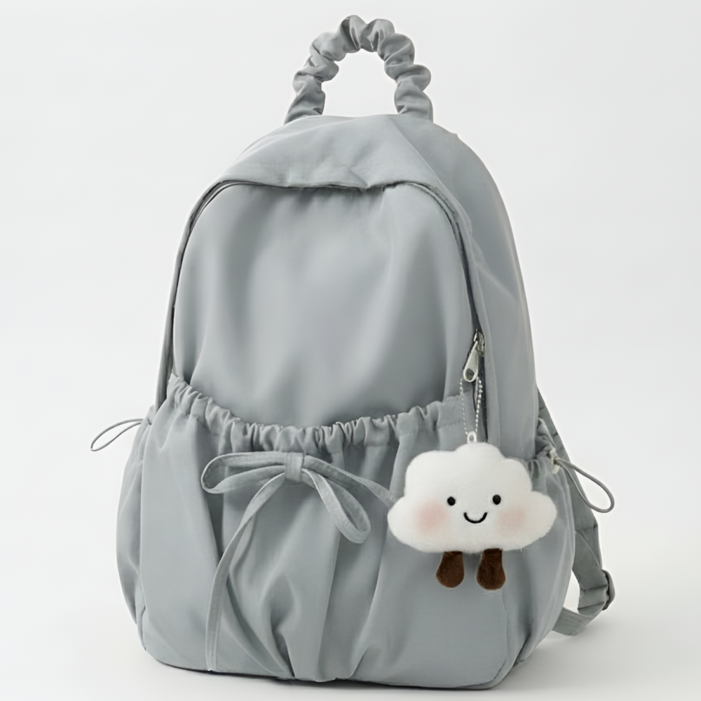 펀베스트 여성 나일론 셔링 백팩 리본 포인트 데일리 가방 키링 세트 36,800원