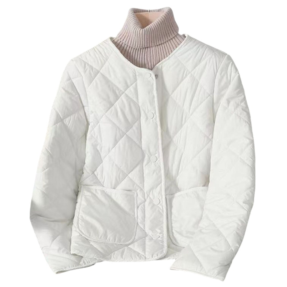 ROYALBELLE 여성 퀼팅 패딩 자켓 긴팔 라운드넥 버튼 캐주얼 경량 아우터 V111396 19,500원