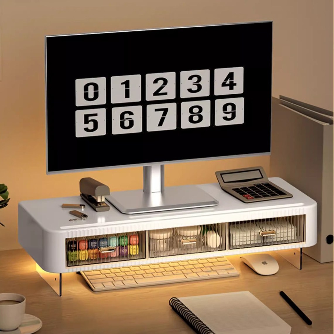 ZOZOFO 2단 모니터 받침대 책상정리 듀얼 모니터 받침 선반 3칸서랍 25,800원