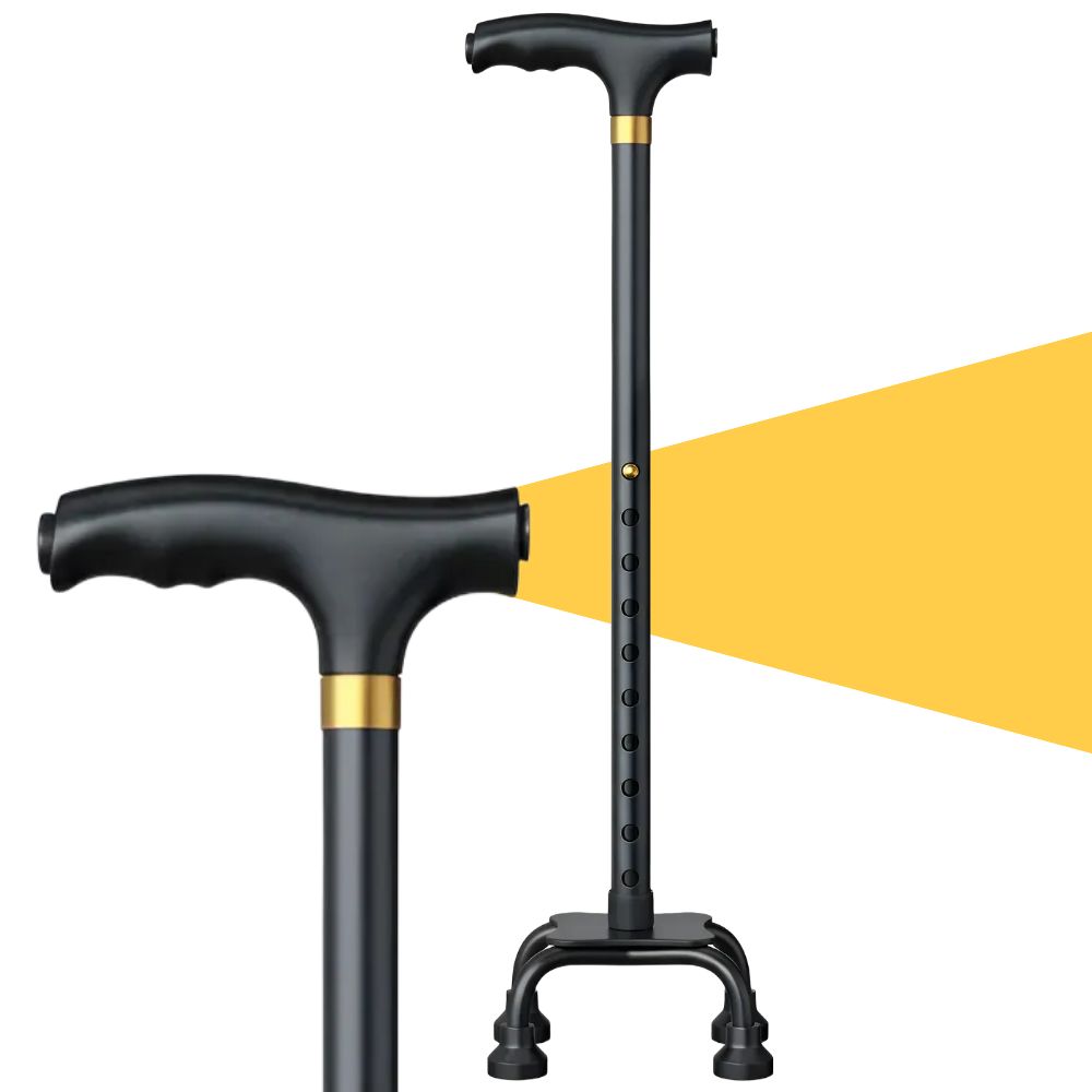 블루밍유 어르신 넘어짐방지 LED 네발 지팡이, 1개, 블랙 32,000원