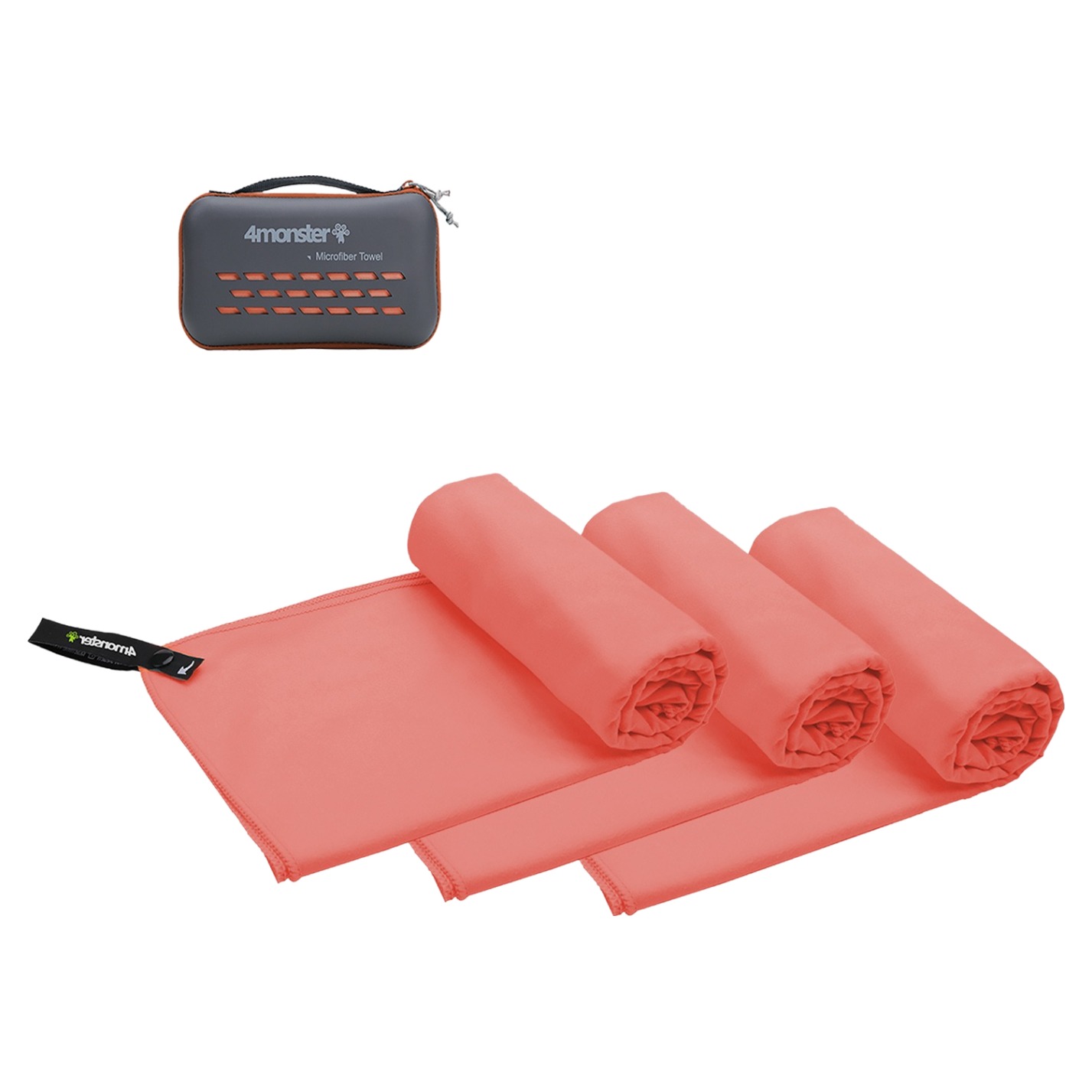 4몬스터 극세사 마이크로화이바타월 엑스스몰 3p + EVA 케이스 세트, 인디안코랄, 1세트 33,060원