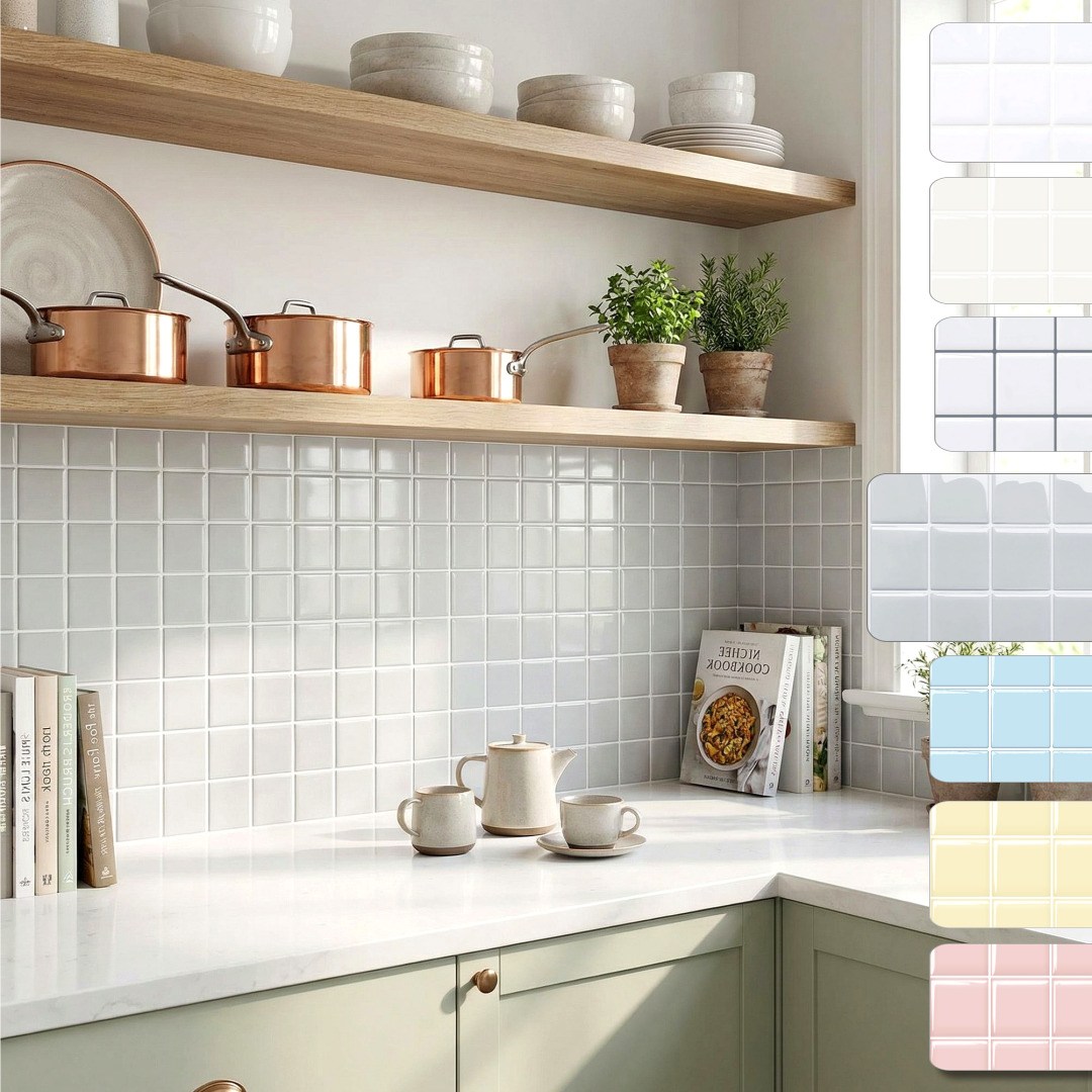 샤인홈리빙 DIY 입체형 접착식 데코타일 시트지 주방 욕실벽 셀프인테리어, 3D무드타일_소프트그레이20P 55,000원