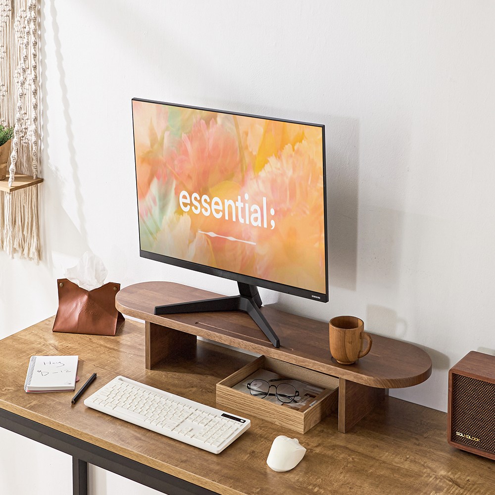 <당일무료배송출발>국내생산 리오 1000듀얼모니터받침대 라운드 다용도 인테리어데코선반, 블랙체리 43,500원