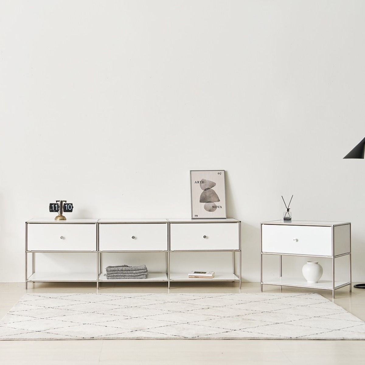 파로마 비쥬 모듈 수납장 높은 거실장 선반 티비다이 TV장 60018002400, 화이트 518,000원