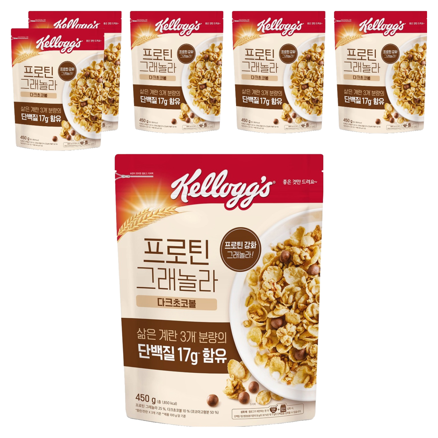 켈로그 프로틴 그래놀라 시리얼 다크초코볼, 450g, 6개 41,720원