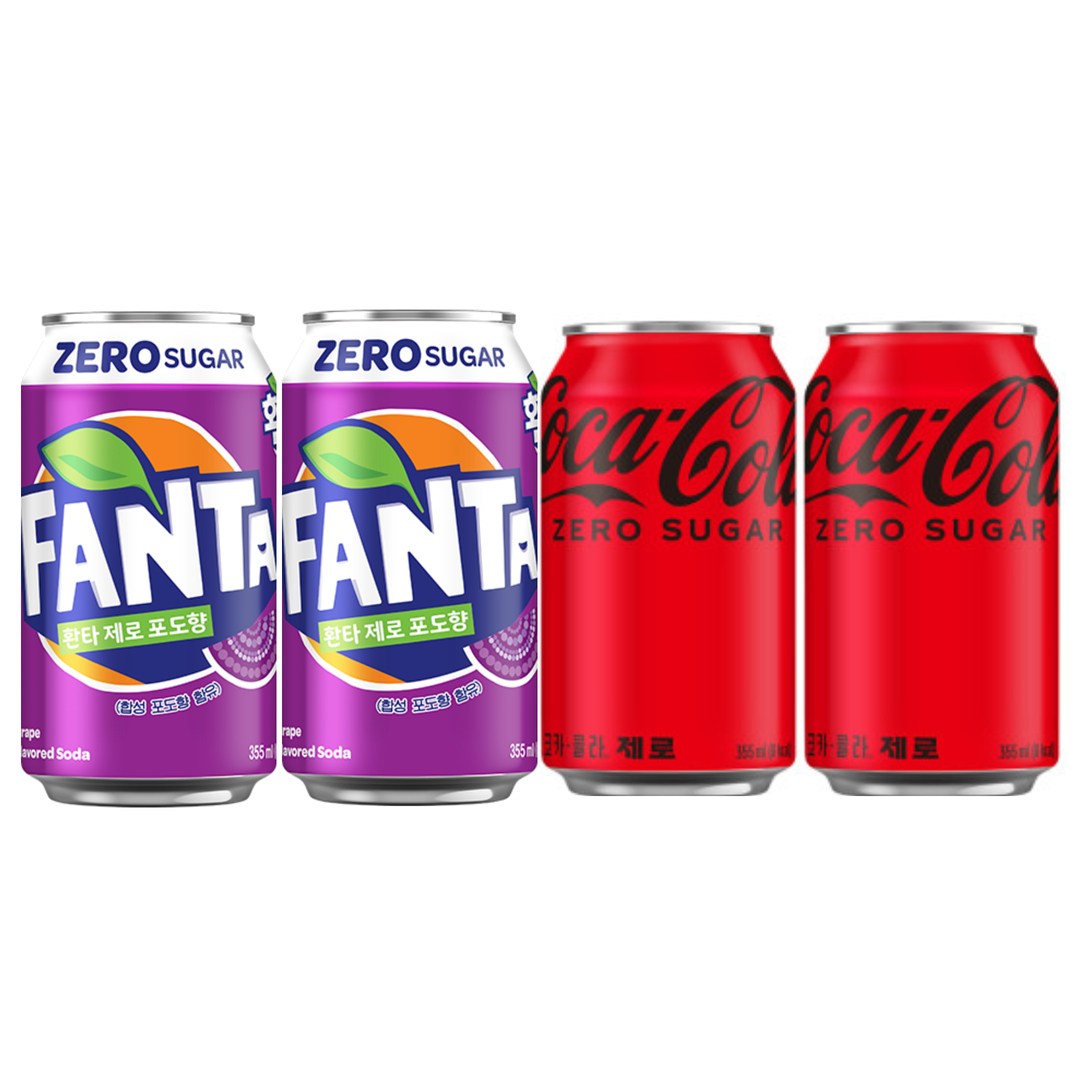 오늘쇼핑 [제로뚱캔 기획전] /코카콜라제로 12캔+환타포도제로12캔 총 24캔 21,900원