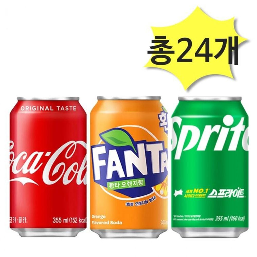코카콜라355 + 환타오렌지355 + 스프라이트355ml x 각4개(총12개) 혼합 캔음료 탄산음료 coc+607Up, 355ml 34,790원