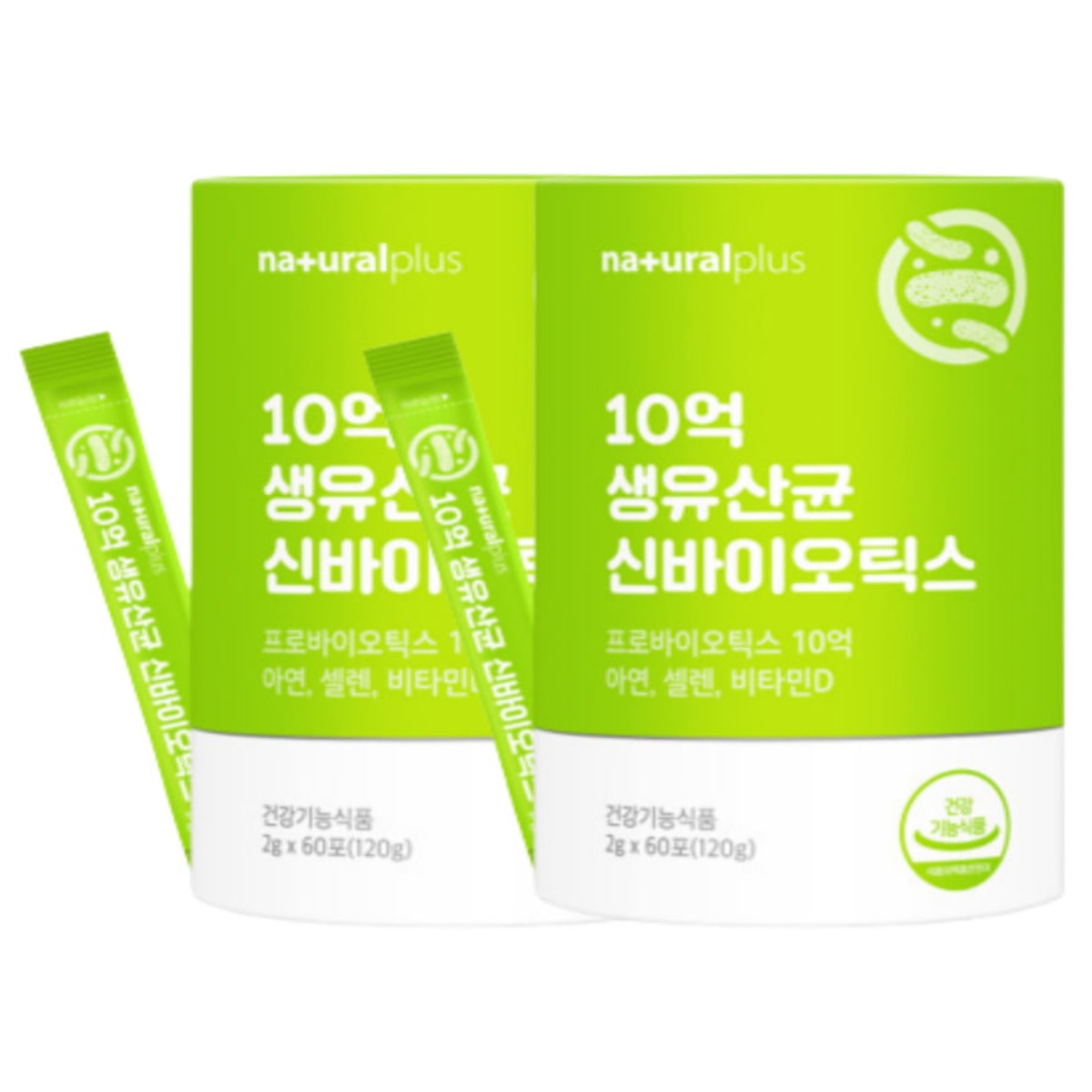 2묶음 식약처인증 플러스 10억 생유산균 신바이오틱스 60포 비타민D 청소년 아연 셀렌 직장인 부모님 락토바실러스 30대 40대 50대 60대 70대 남자 여자, 120g, 2개 38,900원