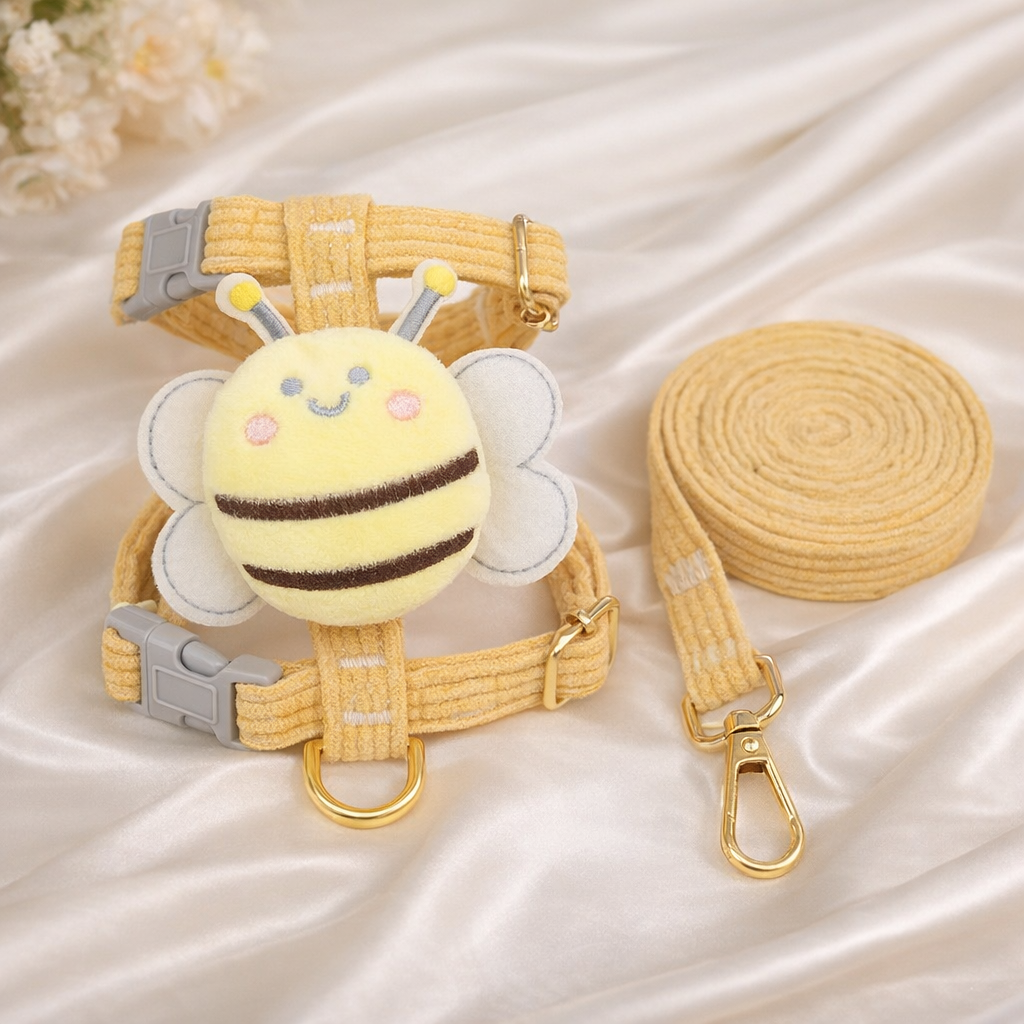 멜로우위시 강아지 고양이 꿀벌 H형 하네스 리드줄 세트 120cm, 파스텔 옐로우, 1개 7,500원