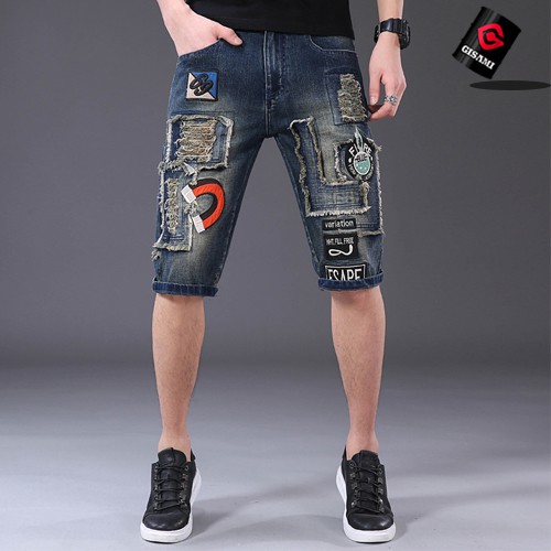 기사미 패치 빈티지 남자청반바지 고급 스판 데님소재 여행패션반바지 CK00084 Blue 69,000원