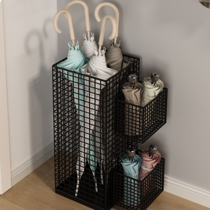 피라모니 현관 업소용 인테리어 튼튼한 우산꽂이 정리함 세트, 1세트, 블랙 18,120원