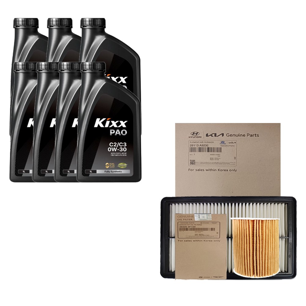 팰리세이드(LX2) 디젤 킥스 PAO C2 C3 0W30 7L 엔진오일 순정 필터 세트 2F100-L1000 100,000원