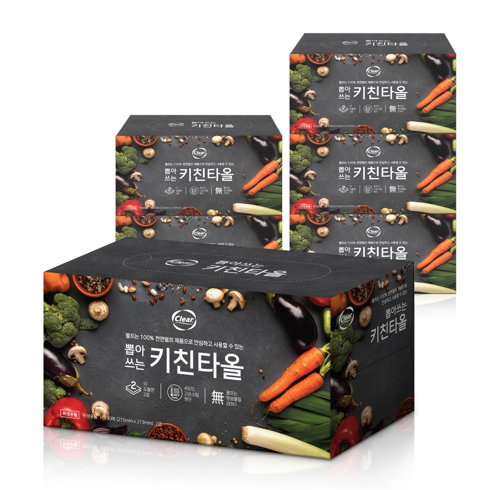 클리어 뽑아쓰는 키친타올 2겹 130매 x 6각 천연펄프, 130개입, 6개 11,390원