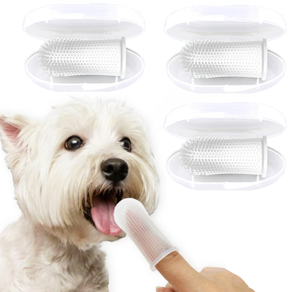 포우타운 강아지 360도 돌기 실리콘 손가락 칫솔+케이스 세트 5,500원