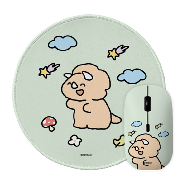 귀여운 공룡 디자인 논슬립 마우스패드 +블루투스 저소음 무선 마우스 세트 29,800원