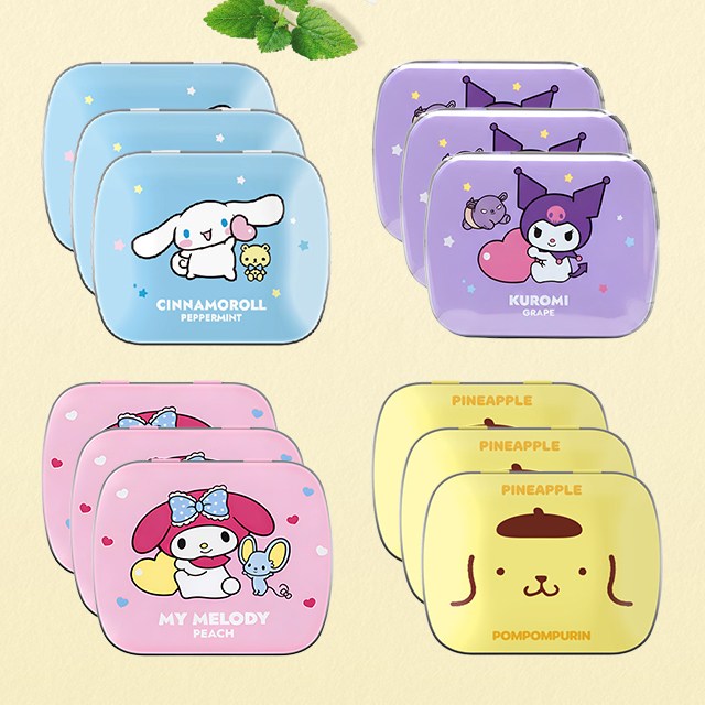Sugar Free 산리오 캐릭터즈 민트캔디 4종 페퍼민트향 포도향 파인애플향 미니사이즈 틴케이스 구취 캔디 구강에티켓, 3세트, 60g 36,000원