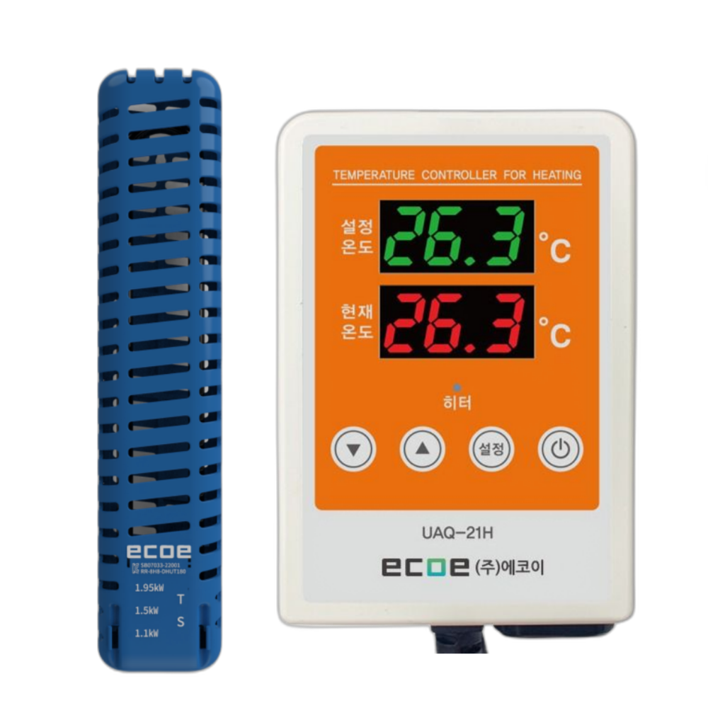 온수히터 스텐재질 깨끗한물사용 횟집사용불가 + 히터전용온도조절기(UAQ-21H) 고급형 세트상품, 스텐1.95KW(전선6M), 1개 95,000원